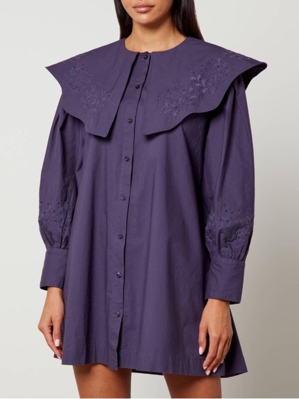 Damson Madder Mimi Mini Dress Cotton Peter Pan Collar 8 Prairie Cottagecore